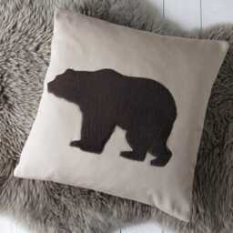 Canvas Pillow Case Cow Hide Cushion Bear Paw 40x40cm Cowhide Autumn Decoration Cover Beige Canvas - thumbnail 2