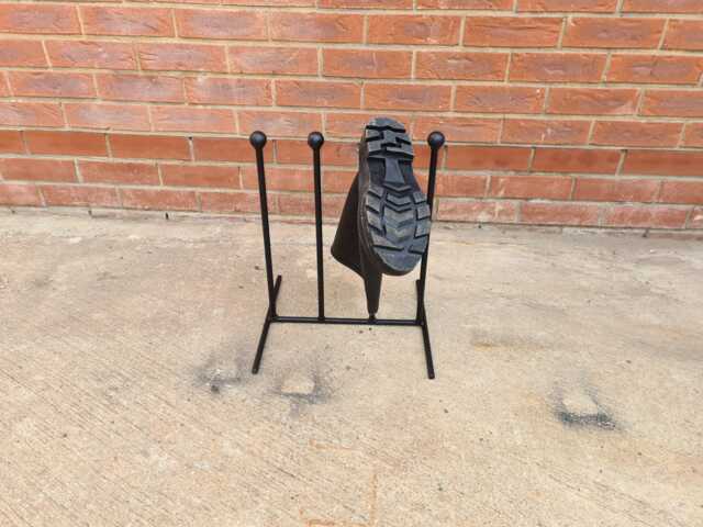 Handmade 2 Pair Wellington Boot Welly Rack Stand Storage Black Wrought Iron Steel Metal Welded Free Standing - image 1