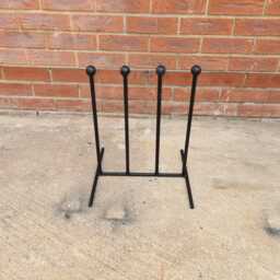 Handmade 2 Pair Wellington Boot Welly Rack Stand Storage Black Wrought Iron Steel Metal Welded Free Standing - thumbnail 3