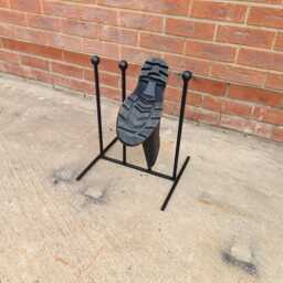 Handmade 2 Pair Wellington Boot Welly Rack Stand Storage Black Wrought Iron Steel Metal Welded Free Standing - thumbnail 2