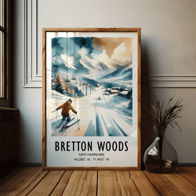 Bretton Woods Ski Poster - Watercolour Art Print - Travel Wall Artwork Skiing Gifts New Hampshire Decor Resort Snowboard Gift - image 1