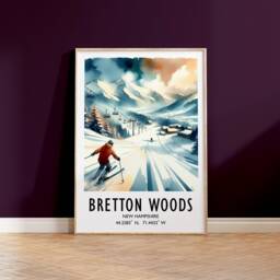 Bretton Woods Ski Poster - Watercolour Art Print - Travel Wall Artwork Skiing Gifts New Hampshire Decor Resort Snowboard Gift - thumbnail 3