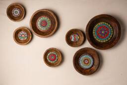 Gallery Wall Set Of 7 - Boho Decor Handmade Ceramic & Mosaic Tile Art Made To Order Deep Framed