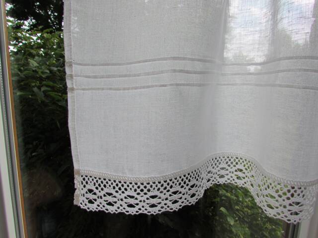 Linen Curtain Romantic Cafe Curtains With Lace Edge Trim Window Panel French Country Kitchen Curtain.custom - image 1