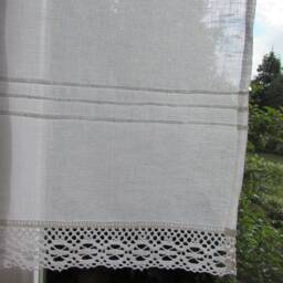 Linen Curtain Romantic Cafe Curtains With Lace Edge Trim Window Panel French Country Kitchen Curtain.custom - thumbnail 4