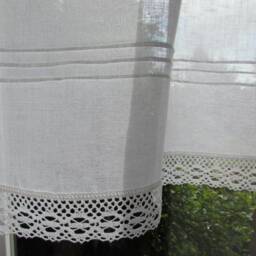 Linen Curtain Romantic Cafe Curtains With Lace Edge Trim Window Panel French Country Kitchen Curtain.custom - thumbnail 3