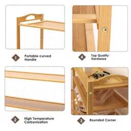 Bamboo Footwear Organizer 5-Tier Storage Rack Unit - thumbnail 3