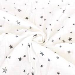 Organic Bamboo Grey Star Muslin Baby Swaddle Blanket & Unicorn Wooden Toy Gift Set - thumbnail 3