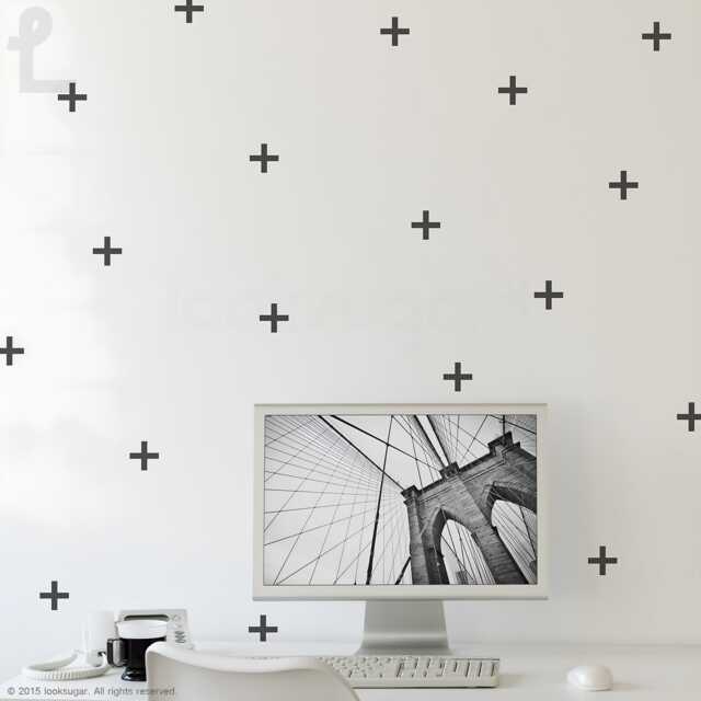 Swiss Cross Wall Decal . Modern Stickers Plus Sign Decals For Kids' Room, Office, & Retail Space Lswp-Ap0043Nf - image 1