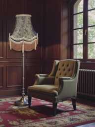 Bespoke Handmade Dark Bronze Paisley Fabric Lampshade Made in The UK