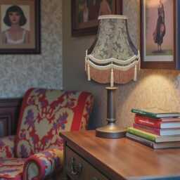 Dark Bronze Paisley Fabric Lampshade Handmade in The UK For Table & Floor Standard Lamp Shades, Ceiling Lights, Clip On Wall Lights - thumbnail 2