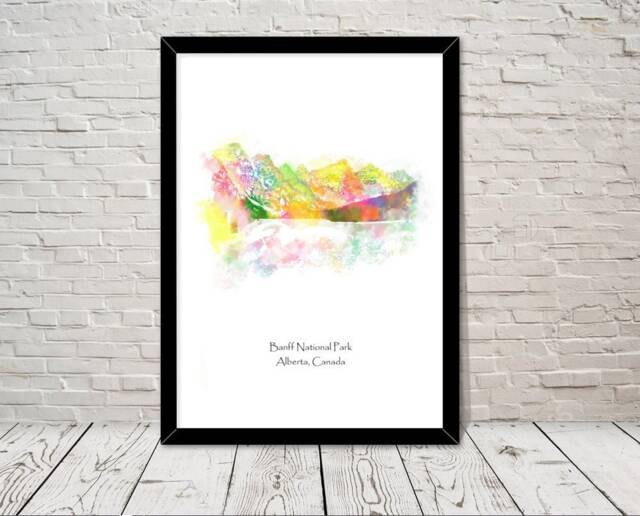 Canada Print Banff National Park Watercolour Illustration Wall Art Home Decor Travel Poster Minimalist Historical Landmarks