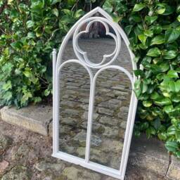 Metal Framed Gothic Arched Mirror - White Finish - thumbnail 3