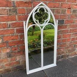 Metal Framed Gothic Arched Mirror - White Finish - thumbnail 2