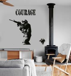 Wall Vinyl Marine Soldier Rifle Courage Guaranteed Quality Decal Mural Art 1659Dz - thumbnail 1