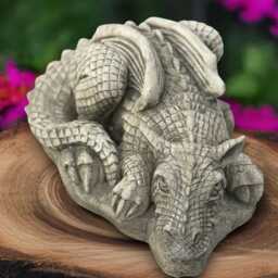 Gothic Dragon Statue Concrete Laying Sculpture Stone Mythical Decoration Handmade Ornament Dragon Lover Gift Yard Art - thumbnail 1