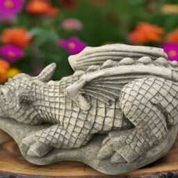 Gothic Dragon Statue Concrete Laying Sculpture Stone Mythical Decoration Handmade Ornament Dragon Lover Gift Yard Art - thumbnail 2