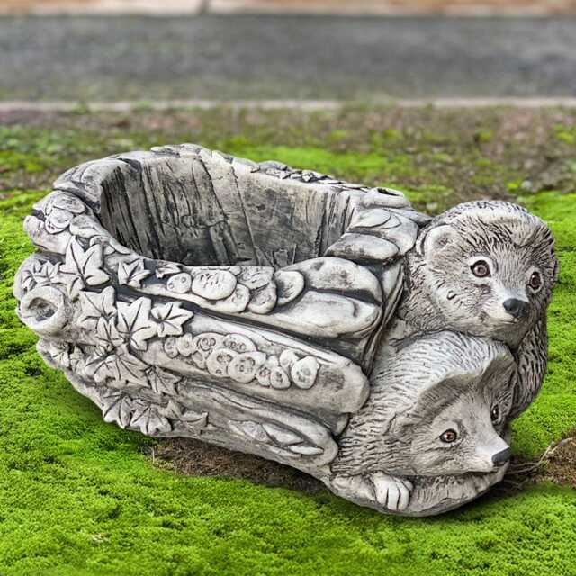 Stone Pair Hedgehogs With Flower Pot Statue Outdoor Plant Sculpture Concrete Hedgehog Planter Orament Garden Couple Art - image 1