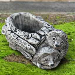 Stone Pair Hedgehogs With Flower Pot Statue Outdoor Plant Sculpture Concrete Hedgehog Planter Orament Garden Couple Art - thumbnail 3