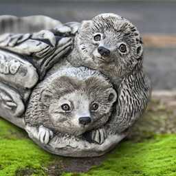 Stone Pair Hedgehogs With Flower Pot Statue Outdoor Plant Sculpture Concrete Hedgehog Planter Orament Garden Couple Art - thumbnail 2