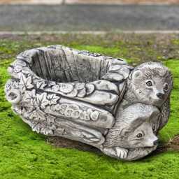 Stone Pair Hedgehogs With Flower Pot Statue Outdoor Plant Sculpture Concrete Hedgehog Planter Orament Garden Couple Art - thumbnail 1