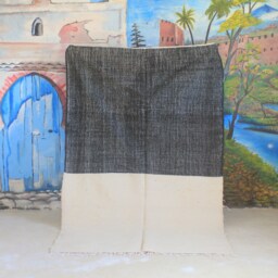 Authentic Moroccan Rug, Custom Fabulous Boujad Azilal Rug, White & Black Carpet, Handmade Kilim Bohemian Rug - thumbnail 1