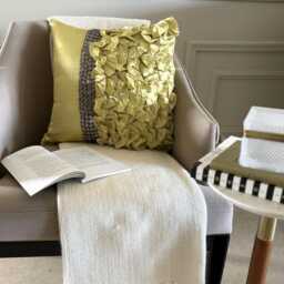 Green Satin, Crystal Embroidered Ruffled, Contemporary Throw Pillow Cover/Euro Sham - Diamonds & Ruffles - thumbnail 2