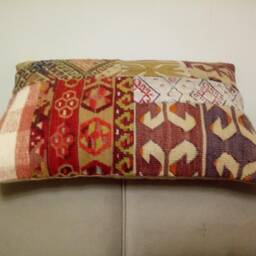 Patchwork Kilim Pillow 16x24 Inches Sofa Cover Turkish Rug Home Design Pillow Decoration - thumbnail 3