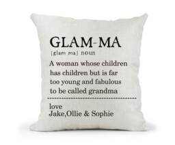 Personalised Cream Canvas Cushion, Scatter Home Decor, Glamma Glam-Ma Glam Ma Grandma Gift.. Dictionary Style Meaning - thumbnail 1