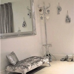 Handmade Silver Crushed Velvet Footstool, Bespoke Dog Bed - thumbnail 3