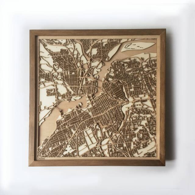 Ottawa Wooden Map - Laser Cut Wood Streets, Framed 3D Wall Art - image 1