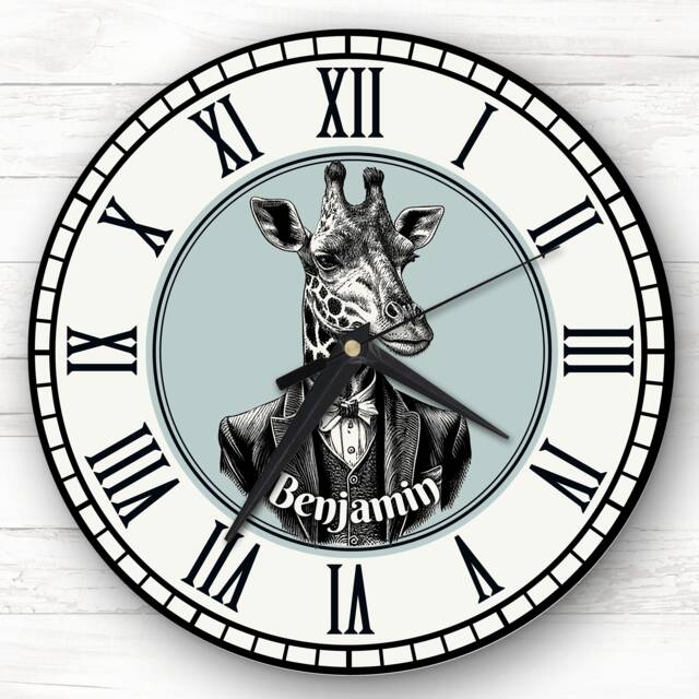 Business Giraffe in Suit Personalised Gift Clock - image 1