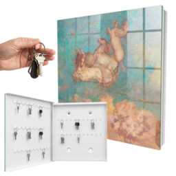 A Dream Come True Wall Mounted Key Cabinet, Turquoise Industrial Box, Surrealistic Art, For Lovers Of Surrealist Art - thumbnail 2