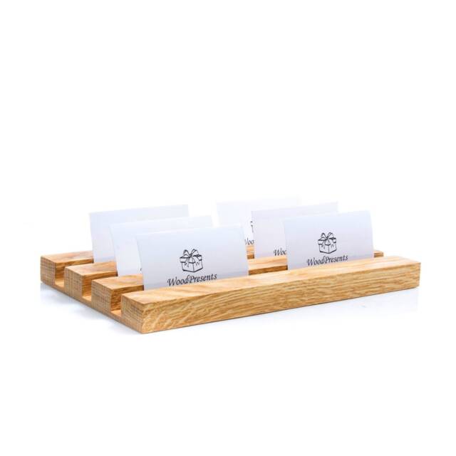 Oak Wood Desk Organizer Business Card, Tablet & Phone Holder, Desktop Display - image 1