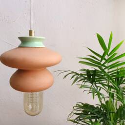 Ceramic Pendant Lamp - Handmade Contemporary Artwork Unique Hanging Light Fixture Gift Us Shipping Includes All Taxes - thumbnail 2