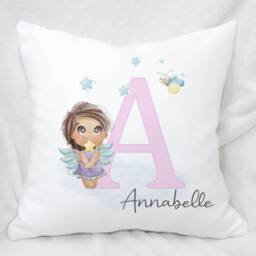 Personalised Pink Alphabet Fairy Cushion, Ideal Gift For Kids Bedroom Or Nursery - thumbnail 2