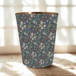 William Morris Golden Lily Jewel Waste Paper Bin - Handmade Fabric Basket For Bedroom, Study Or Home Office - thumbnail 3