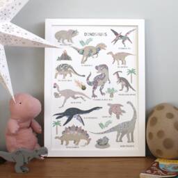 Pink Dinosaur Print - Dinosaurs Bedroom Decor Poster Children's Prints Wall Art Liberty - thumbnail 2