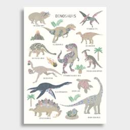 Pink Dinosaur Print - Dinosaurs Bedroom Decor Poster Children's Prints Wall Art Liberty - thumbnail 3