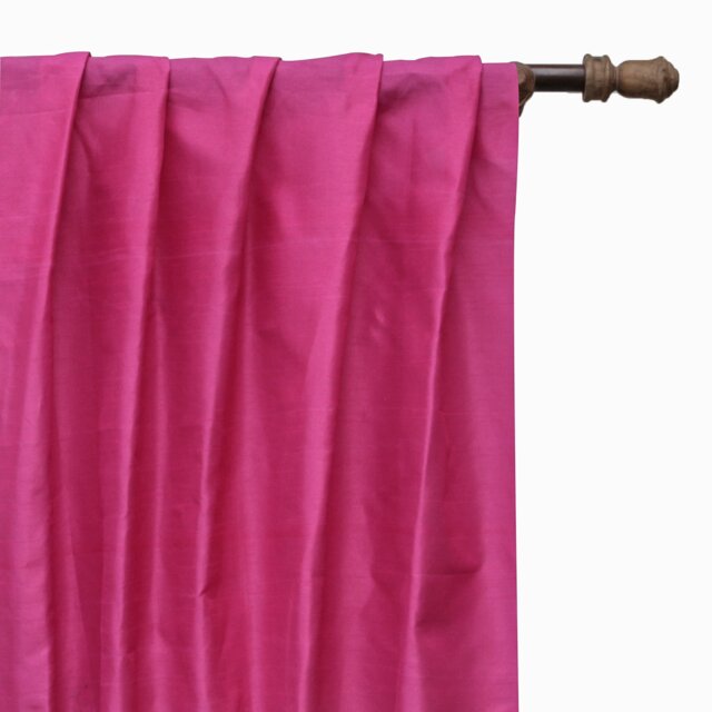 Fuchsia Pink Art Silk Curtain Panels, Faux Curtains - Rod Pocket, Grommet, Box Pleat, Three Pinch Tab Top & Plain Ring Top - image 1