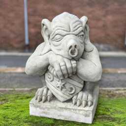 Stone Guardian Gargoyle Statue Concrete Goblin Ornament Gothic Creature Cement Sculpture Mythical Garden Lovers Gift - thumbnail 1