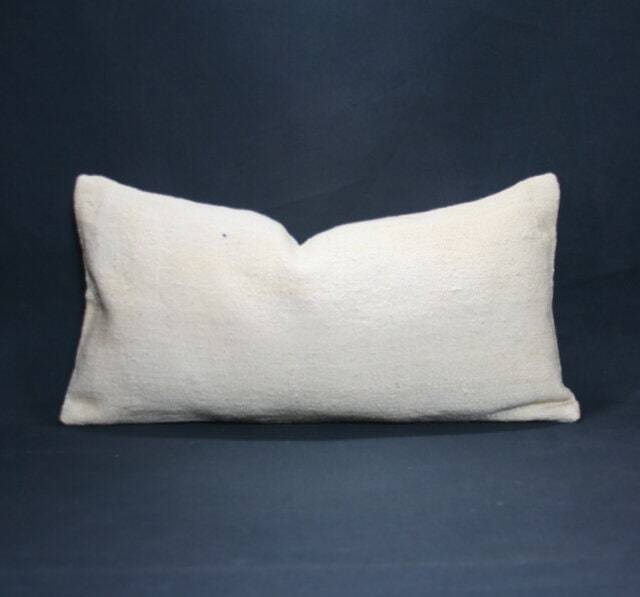 "Kilim Pillow, Wool Kilim Cousin From Anatolia , 30x60 cm, 12""x24" - image 1