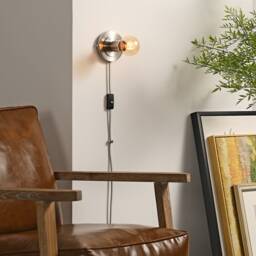 White & Gold Plug-In Wall Sconce - Mid Century Modern Bedroom Vanity Lighting Lamp For Apartments & Spaces With No J-Box Luna - thumbnail 4