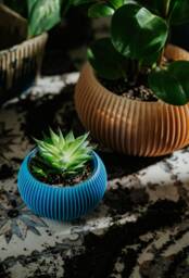 Small Planter 71P01.120.blue/3D Printed Plant Pot Ecofriendly & Geometric Minimalist Modern - thumbnail 1