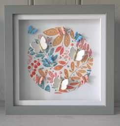 Framed Clay Butterfly Wall Art, Shimmering Watercolor Decor