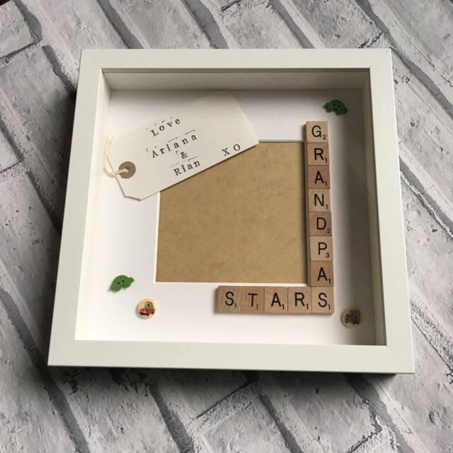Grandad's Stars Personalised Letter Tile Frame - Customised Grandparent Photo Gift - image 1