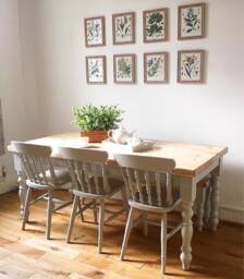 6Ft Farmhouse Dining Table With Matching Bench & 3 Chairs. Made To Measure in Any Size Thick Rustic Pine Wood Top. Customisable