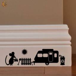 Stickers Mural Family Topini Camping With Caravan PVC Black Discounted 1 Kit Various Pieces Measures cm 8x30 Wall Sticker Mouse