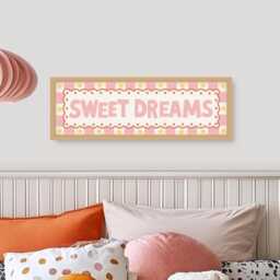 Framed Sweet Dreams Horizontal Print, Bedroom Prints For Kids, Nursery in Oak Frame - thumbnail 1