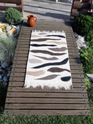 Felted Wool Rug With Fringes, Animal Pattern - thumbnail 1